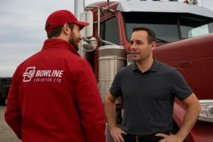 Bowline Logistics team meeting customer