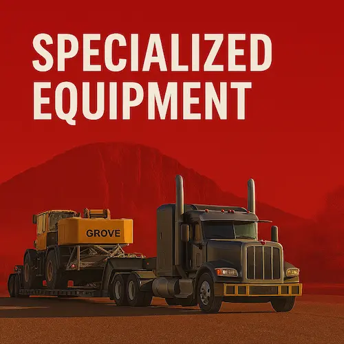 Red Coloured Specialized Equipment Hauling Red Coloured Specialized Equipment Hauling