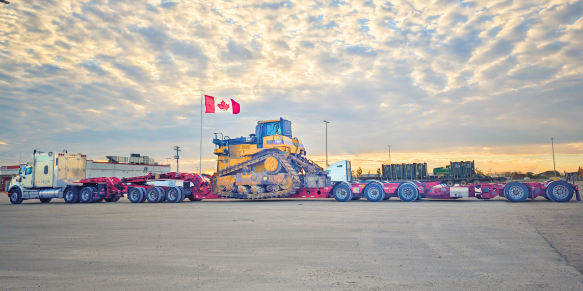 Bowline Heavy Haul truck hauling large industrial equipment on a Low Pro trailer in Western Canada.