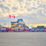 Bowline Heavy Haul truck hauling large industrial equipment on a Low Pro trailer in Western Canada.